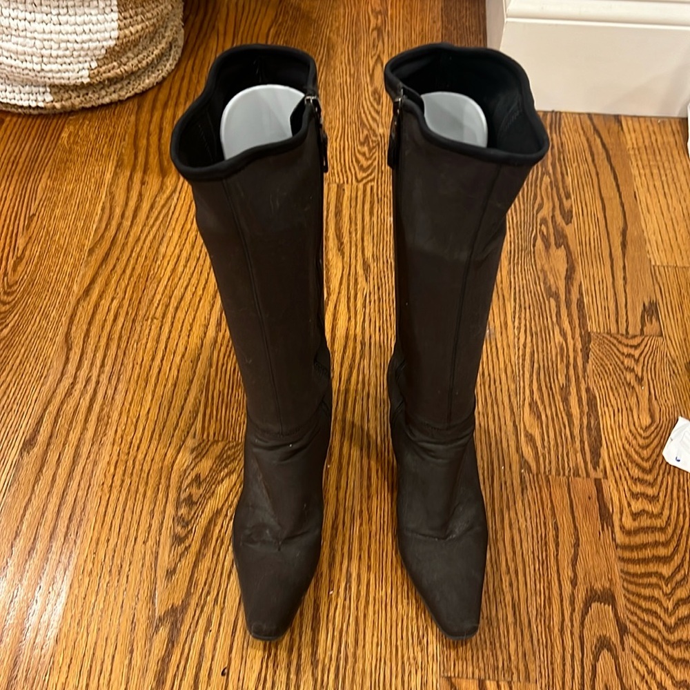 Brown Prada boots. Stretchy fabric size 38.5